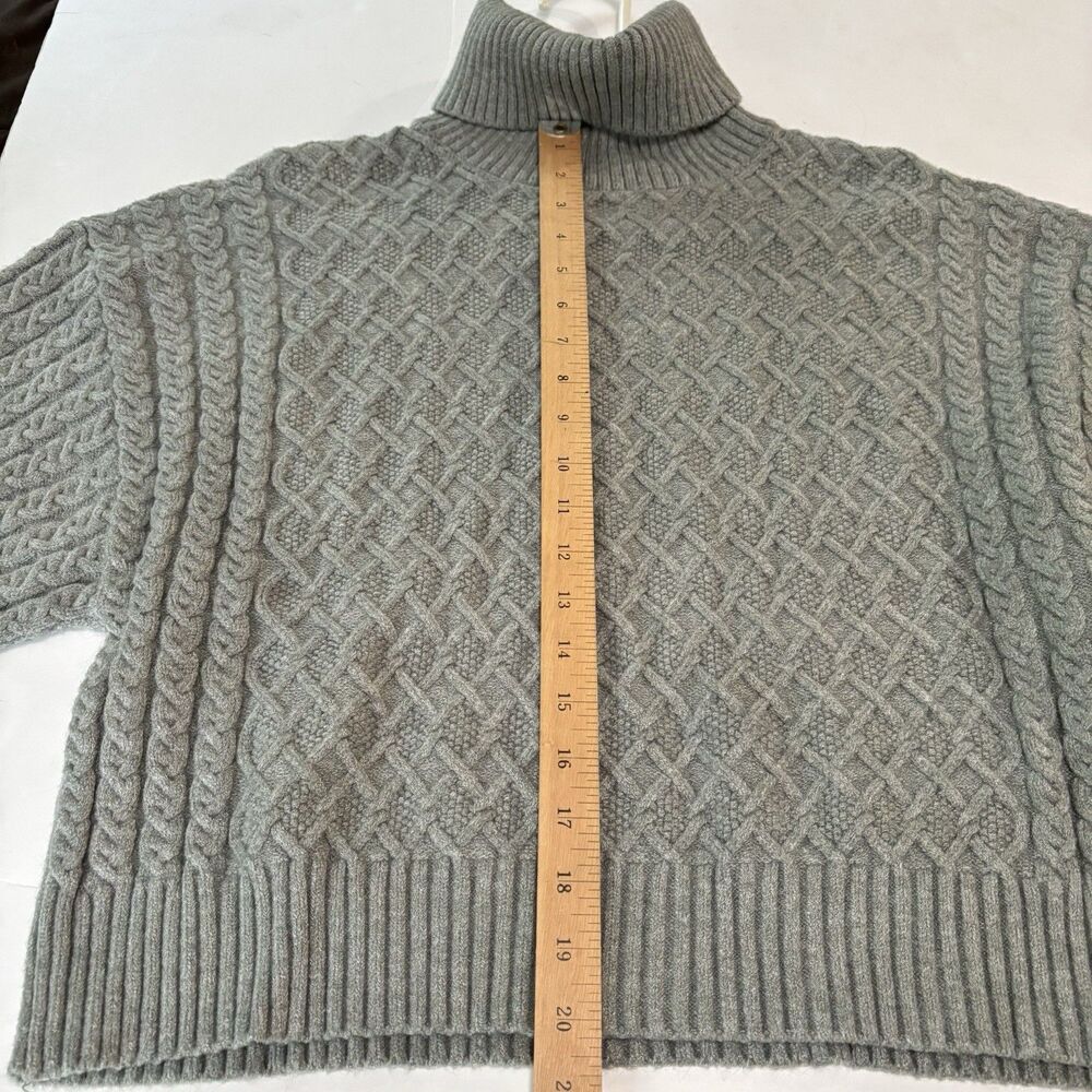 NEW Truth By Republic Knitted Cable Sweater Turtleneck Artichoke Green Large